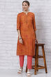 Orange Poly Cotton Straight Kurta image number 5